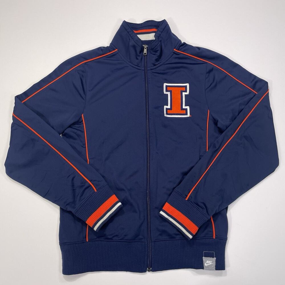 Vtg Nike Illinois Jacket Men’s Small Fighting Illini Track Zip Up Blue Orange